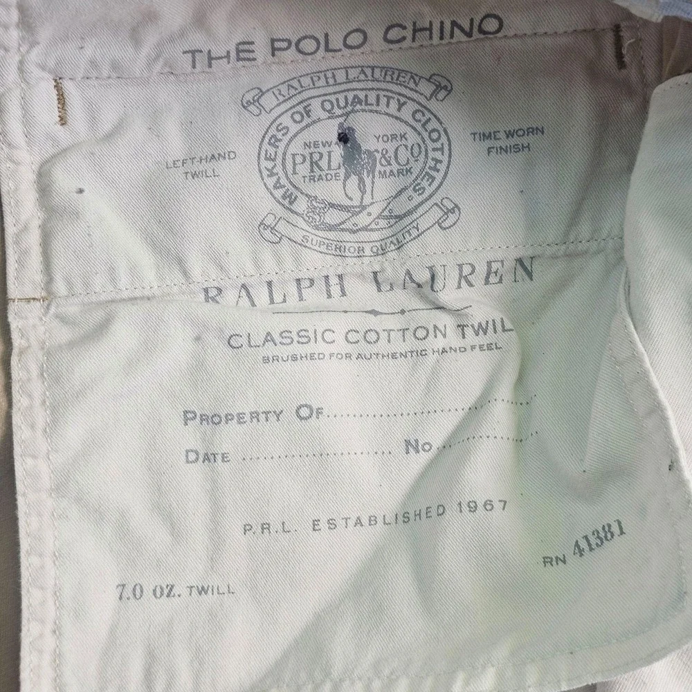 Polo Ralph Lauren Polo Chino Pants Mens 34x32 Beige Stretch Straight Fit Casual